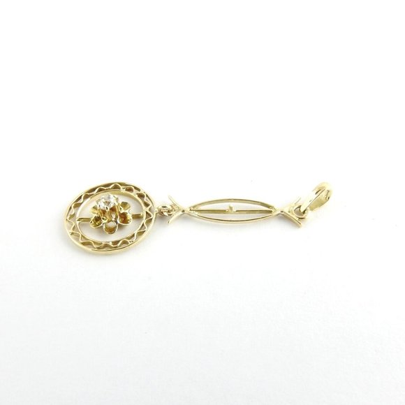 Vintage 14 Karat Yellow Gold and Diamond Pendant - Picture 4 of 7